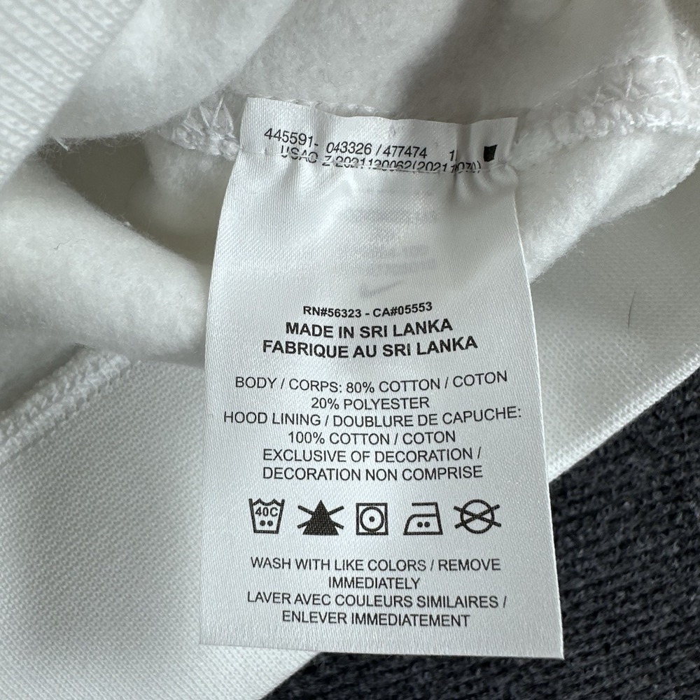Nike Sportswear Club Fleece Pullover White Hoodie Men's Sz XS (BV2654 100) - Picture 16 of 16